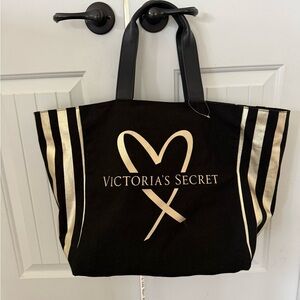 Victoria's Secret Black Tote with Gold Accents